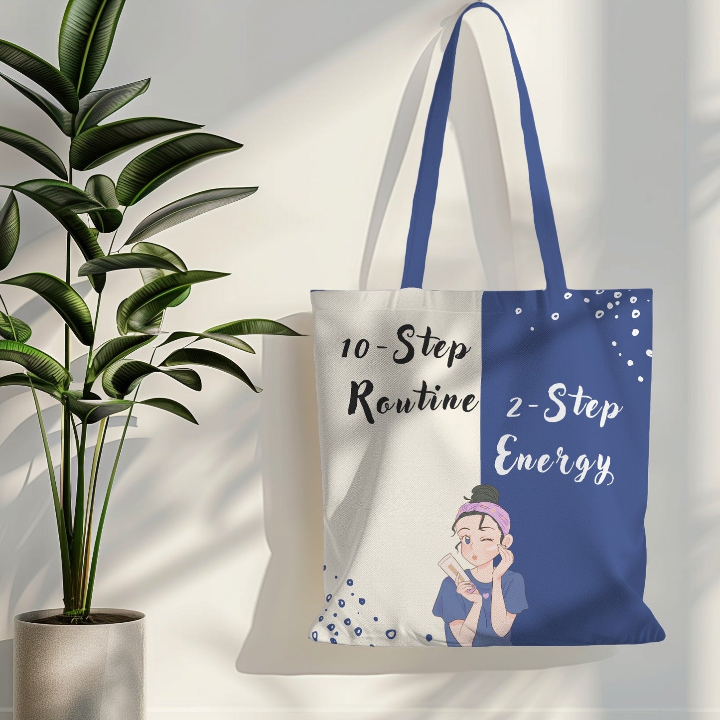 10 Step Routine, 2 Step Effort : Skin Care Tote Bag with Zipper